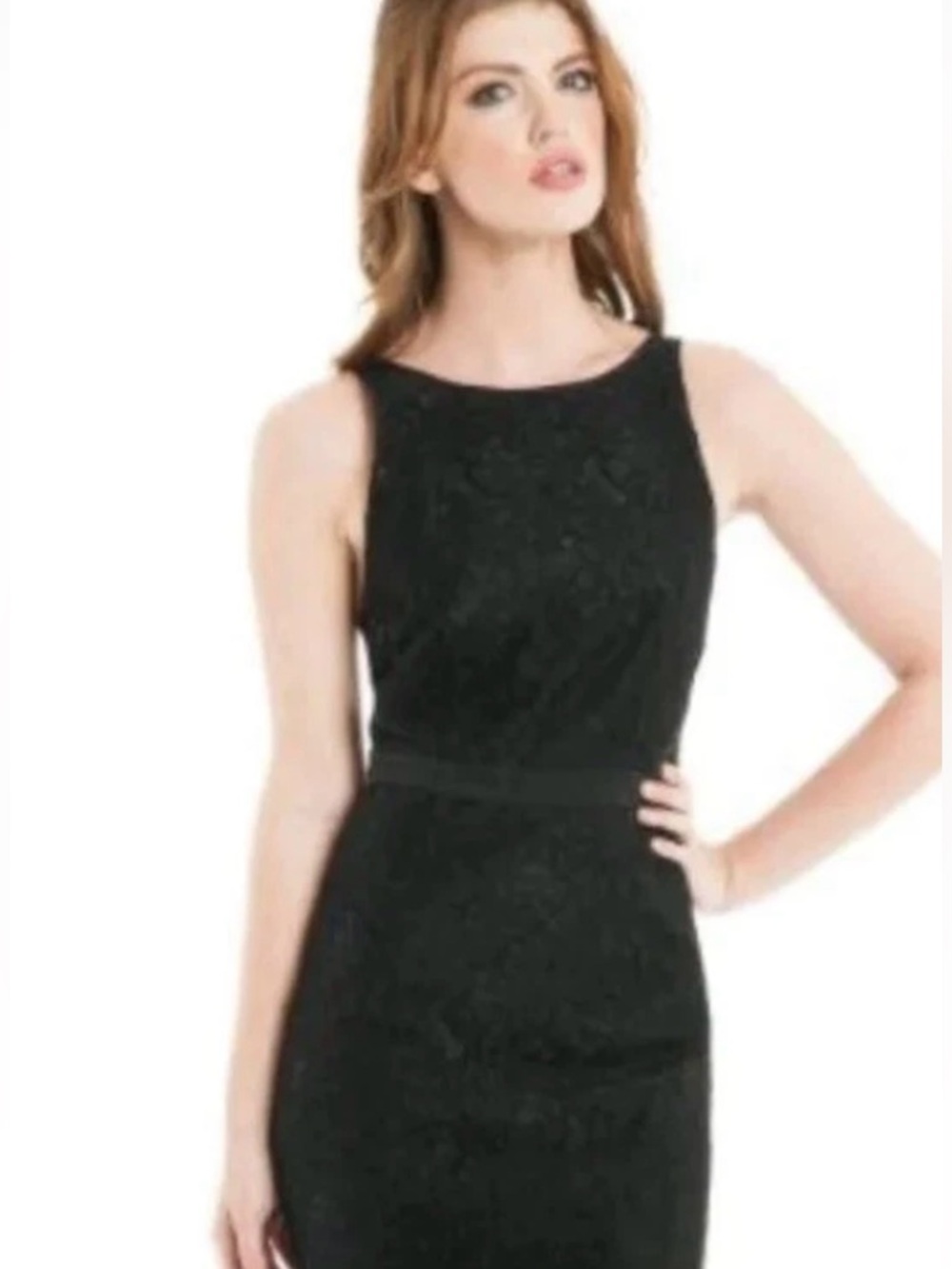 Guess by Marciano Black Jacquard Sleeveless Midi Dress